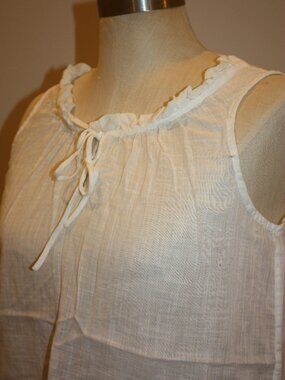 BANANA REPUBLIC WHITE LINEN SLEEVELESS TANK TOP ADJUSTABLE TIE - MEDIUM PETITE 4